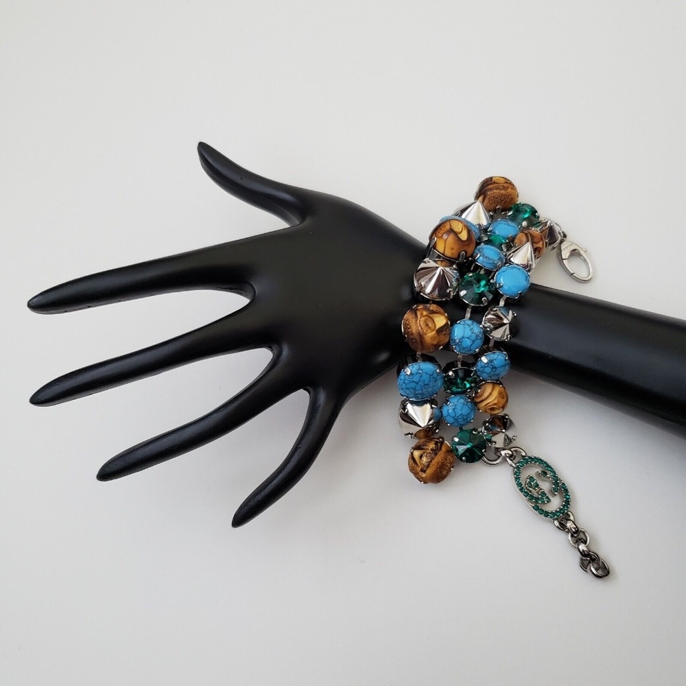 Gucci Statement Necklace & Bracelet Set Bamboo Swarovski Crystals - Picture 8 of 12